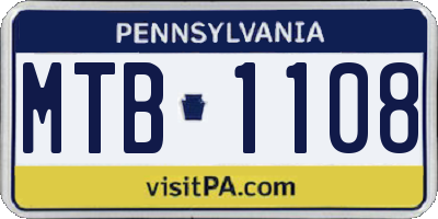 PA license plate MTB1108
