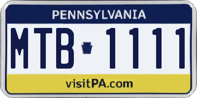 PA license plate MTB1111