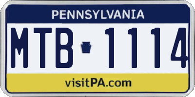 PA license plate MTB1114