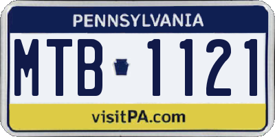 PA license plate MTB1121