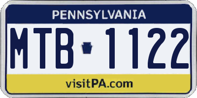 PA license plate MTB1122