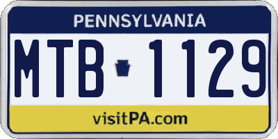 PA license plate MTB1129