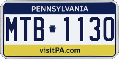PA license plate MTB1130