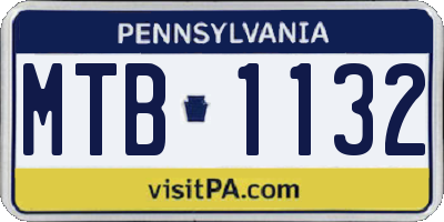 PA license plate MTB1132