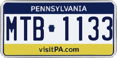 PA license plate MTB1133
