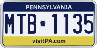 PA license plate MTB1135