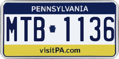 PA license plate MTB1136