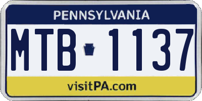 PA license plate MTB1137