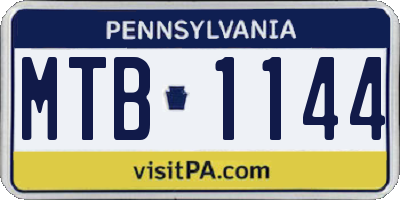PA license plate MTB1144