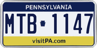 PA license plate MTB1147