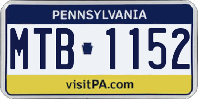 PA license plate MTB1152