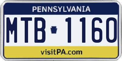 PA license plate MTB1160