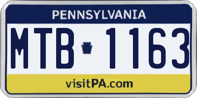PA license plate MTB1163