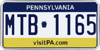 PA license plate MTB1165