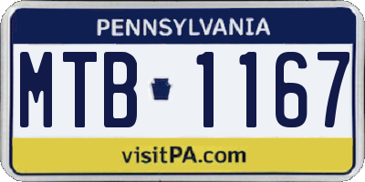 PA license plate MTB1167