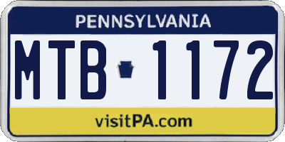 PA license plate MTB1172
