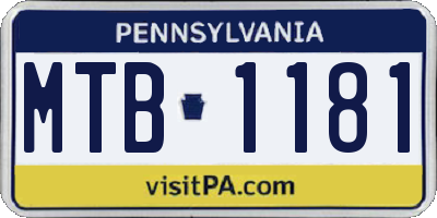 PA license plate MTB1181