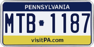 PA license plate MTB1187