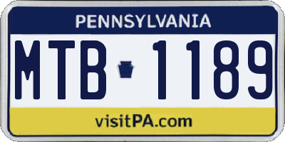 PA license plate MTB1189