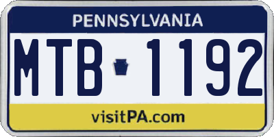 PA license plate MTB1192