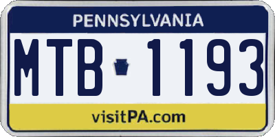 PA license plate MTB1193