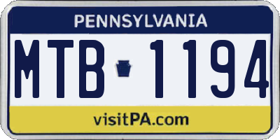 PA license plate MTB1194