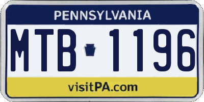PA license plate MTB1196