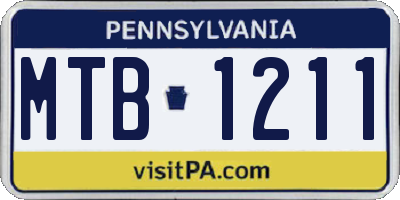 PA license plate MTB1211