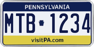PA license plate MTB1234