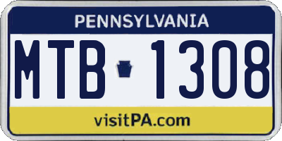 PA license plate MTB1308