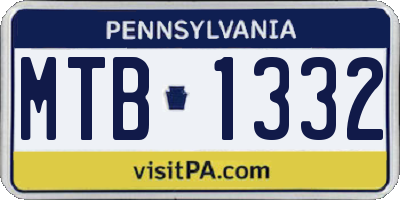 PA license plate MTB1332