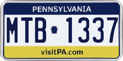 PA license plate MTB1337