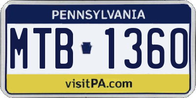 PA license plate MTB1360
