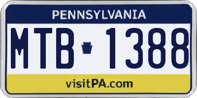 PA license plate MTB1388
