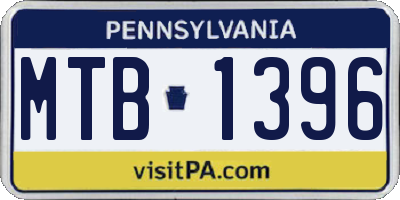 PA license plate MTB1396