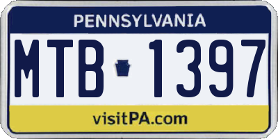 PA license plate MTB1397