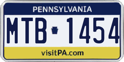 PA license plate MTB1454
