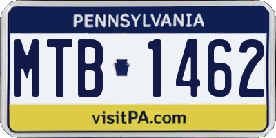 PA license plate MTB1462