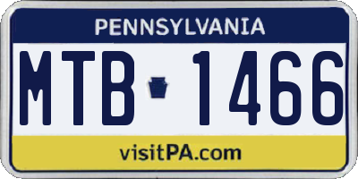 PA license plate MTB1466
