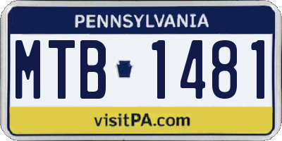 PA license plate MTB1481