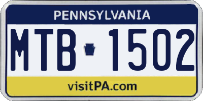 PA license plate MTB1502