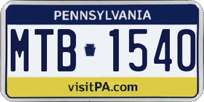 PA license plate MTB1540