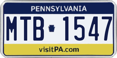 PA license plate MTB1547