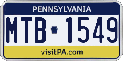 PA license plate MTB1549