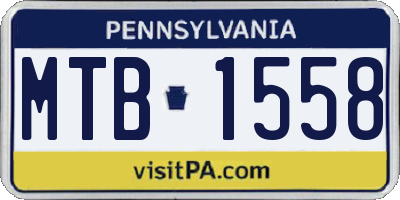 PA license plate MTB1558