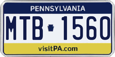 PA license plate MTB1560