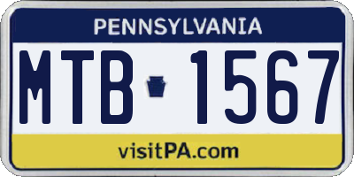 PA license plate MTB1567