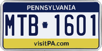 PA license plate MTB1601