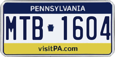 PA license plate MTB1604