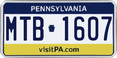 PA license plate MTB1607